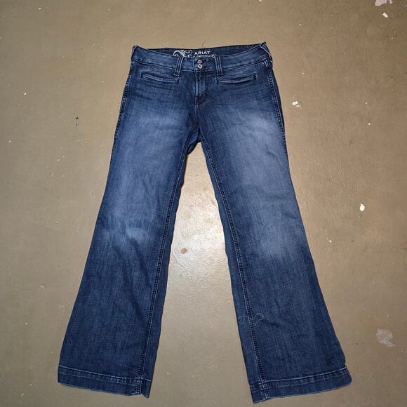 Ariat Denim Trouser Mid Rise Stretch Outseam Ella Wide Leg Jean Women's Size 30R - Picture 5 of 9